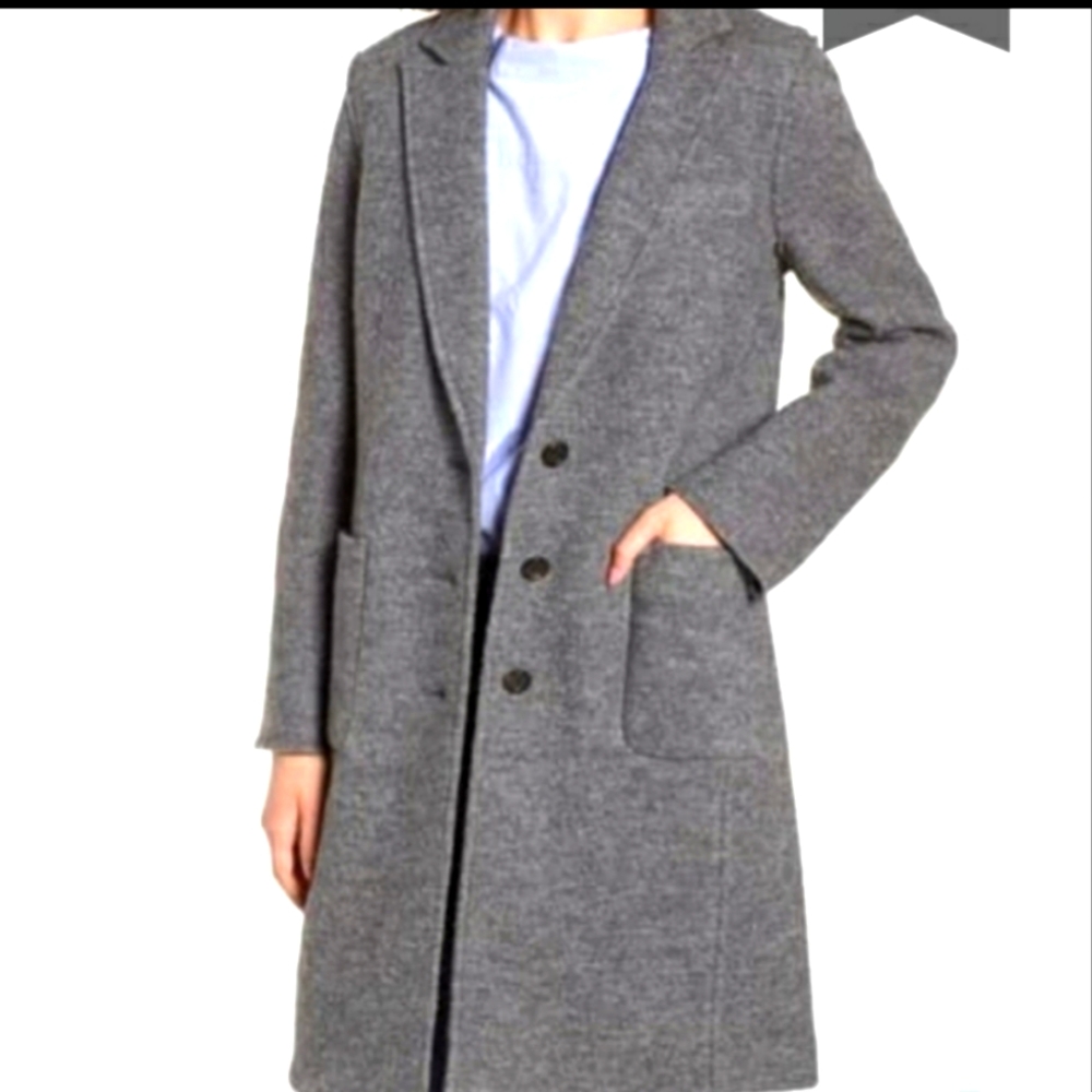 J.crew Olga gray Italian boiled wool long jacket